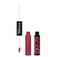 Rimmel London Provocalips 16hr Kiss-Proof Lip Color - Two-Step Liquid Lipstick to Lock in Color and Shine - 210 Flirty Fling, .14 fl.oz.