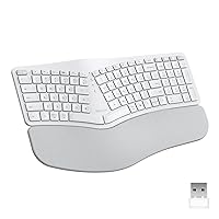 DeLUX Upgraded Ergonomic Wireless Ergo Split Keyboard with Backlit, 2.4G and Bluetooth, Scissor Switch and Palm Rest for Natural Typing, Compatible with Windows and Mac OS (GM902Pro-White)