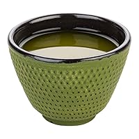 Restaurantware Tetsubin 2 Ounce Tea Cups 2 Hobnail Traditional Japanese Tea Cups - Enamel Coated Corrosion-Resistant Green Cast Iron Small Tea Cups Crack-Resistant Rust-Resistant