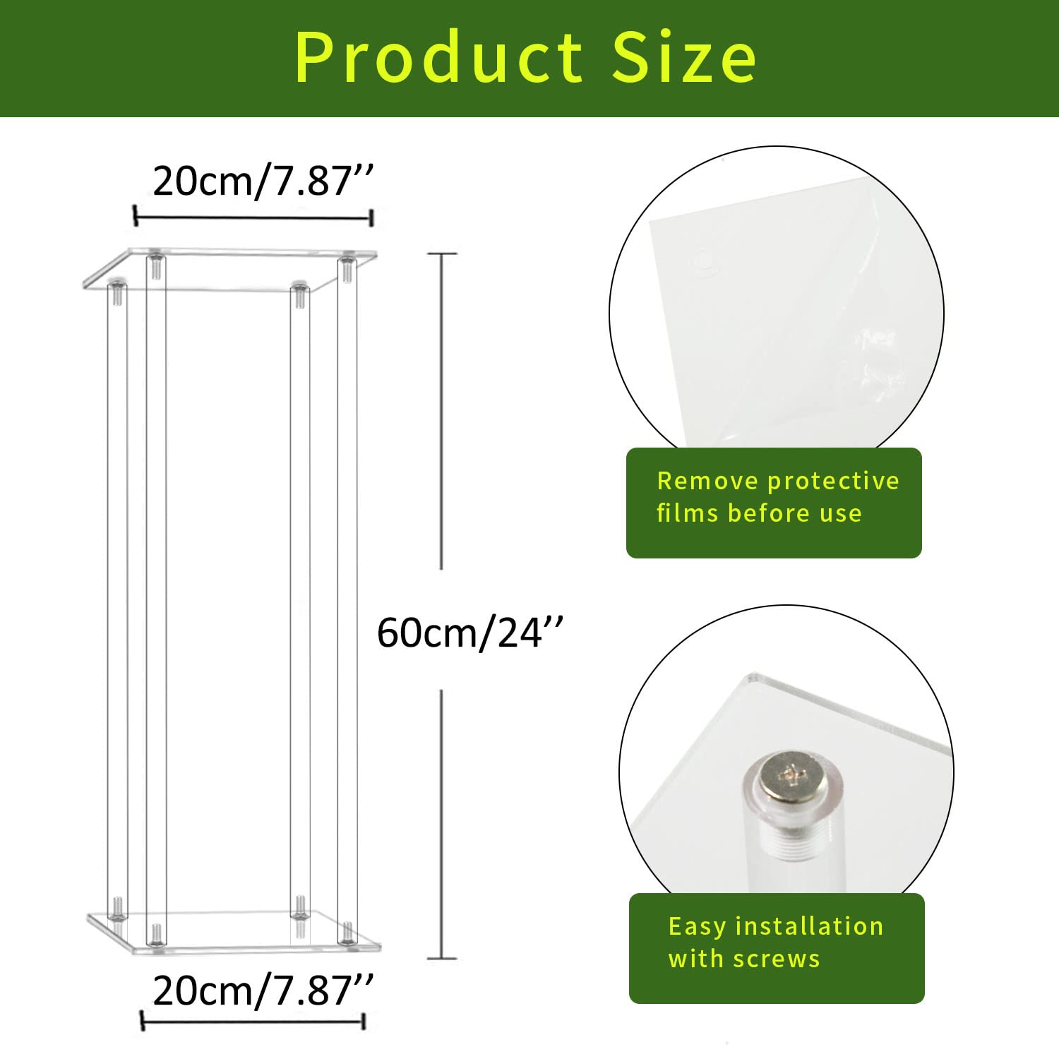 Simprefine 2 Pack 24'' Tall 8'' Dia. Acrylic Flower Stand Wedding Centerpieces Marriage Decorations Supplies Tabletop Decor Clear Display Rack Crystal Stage Pillar Party Props Floral Event Backdrops