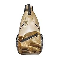 Sling Bag for Women Men Gold silk christmas Cross Chest Bag Diagonally Casual Fashion Travel Hiking Daypack