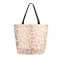 ALAZA Rose Gold Giraffe Print Animal Large Canvas Tote Bag Shopping Shoulder Handbag with Small Zippered Pocket