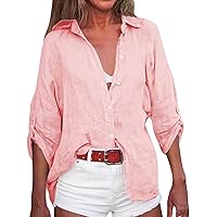 Women's Summer Casual Tee Shirts Solid Color 3/4 Sleeve Tops Loose Fit Comfy Cozy Blouse Oversized Trendy Clothes