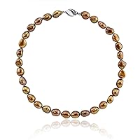 10.0-11.0mm High Luster Brown Baroque Freshwater Cultured Pearl necklace 18