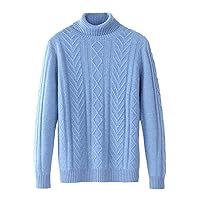 Men Winter 100% Cashmere Sweater Warm Turtleneck Argyle Knitted Pullover Thickened Slim Jumper
