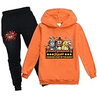 ENDOH Boys Casual Tracksuit 2Pcs Outfits-Loose Long Sleeve Tops + Sweatpants,Kids Graphic Sweat Suit Pullover Hoodies