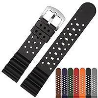 Laser Dice Quick-Release FKM Rubber Watch Strap- Replacement Watchband with Silver Buckle- Wristwatch band for Men & Women- Colors: Black, Green, Blue, Brown, Grey, Red, Orange- Sizes: 20mm, 22mm