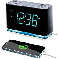 Smartset Alarm Clock Radio with Bluetooth Speaker with USB Port for iPhone/iPad/iPod/Android and Tablets, 1.4
