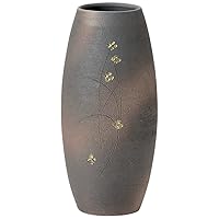 Shigaraki Ware MR-1-2517 Hephimon Vase Flower Base Large Brown Gold Pressed Flower Buddhist Altar Pottery