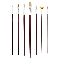 U.S. Art Supply 12-Piece Long Handle Nylon Hair & Bristle Artist Paint Brush Variety Set Red Handle