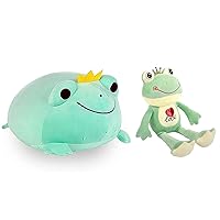 CAZOYEE Soft Frog Plush Snuggly Pillow and Cute Frog Plush Doll, Adorable Frog Stuffed Animal, Frog Plushie Toy Gift for Kids Toddlers Children Girls Boys Baby, Cuddly Plush Frog Decoration
