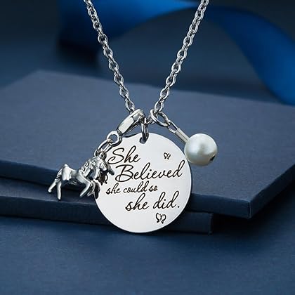 Inspirational Jewelry Necklace for Women Girls Gift - She Believed She Could So She Did