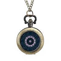 Horoscope Circle, Zodiac Symbols Fashion Vintage Pocket Watch with Chain Quartz Arabic Digital Dial for Men Gift