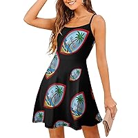 Coat Of Arms Of Guam Women's Casual Sling Dresses Adjustable Strap Tank Dress For Beach/Party/Evening XL