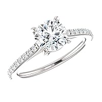 1CT Round Colorless VVS1 Moissanite Engagement Ring Wedding Band Solitaire Ring Halo Ring Anniversary Promise Ring Vintage Ring Ring for Gift Handmade Ring Eternity Ring