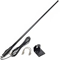 HYS Pre-Tuned 462-467MHz UHF Amateur GMRS Base Antenna, 6.5dBi 3.6ft Vertical Base Antenna W/Heavy-Duty Barrel Spring, W/L-Bracket Hole & U-Bolt, 16.4'/About 5m RG-58 Coax Cable, Black