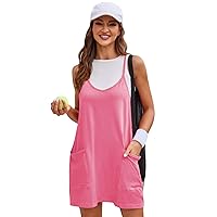 SotRong Strappy Summer Dresses for Women UK Hot Shot Mini Dress Sleeveless V Neck Cotton Golf Athletic Exercise Workout Tennis Dress with Cami&Separate Shorts