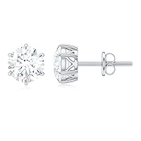 2 CT Round Moissanite Solitaire Stud Earrings in 6 Claw Prong Setting| 6 MM| D-VS1 Quality