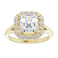 2.00 CT Asscher Cut Moissanite Engagement Rings for Women Wedding Bridal Ring Set 925 10K 14K 18K Solid Yellow Gold Solitaire Halo Eternity Vintage Anniversary Promise Purpose Gift for Her