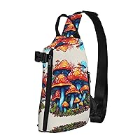 Wild Mushroom Print Crossbody Backpack,Travel Hiking Cross Bag Diagonally, Cycling Bag