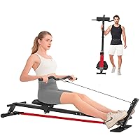 Multi Rowing Machines for Home Use, Adjustable Resistance Rower Machine with Comfortable Seat Cushion and Curl Bar, 180LBS Loading Capacity (Rowing Machine)