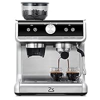Stainless Steel Espresso Maker with Milk Frother - Coffee Machine 20 Bar Pressure, 2.8L Water Tank, Barista Kit, for Latte, Cappuccino, and Macchiato.