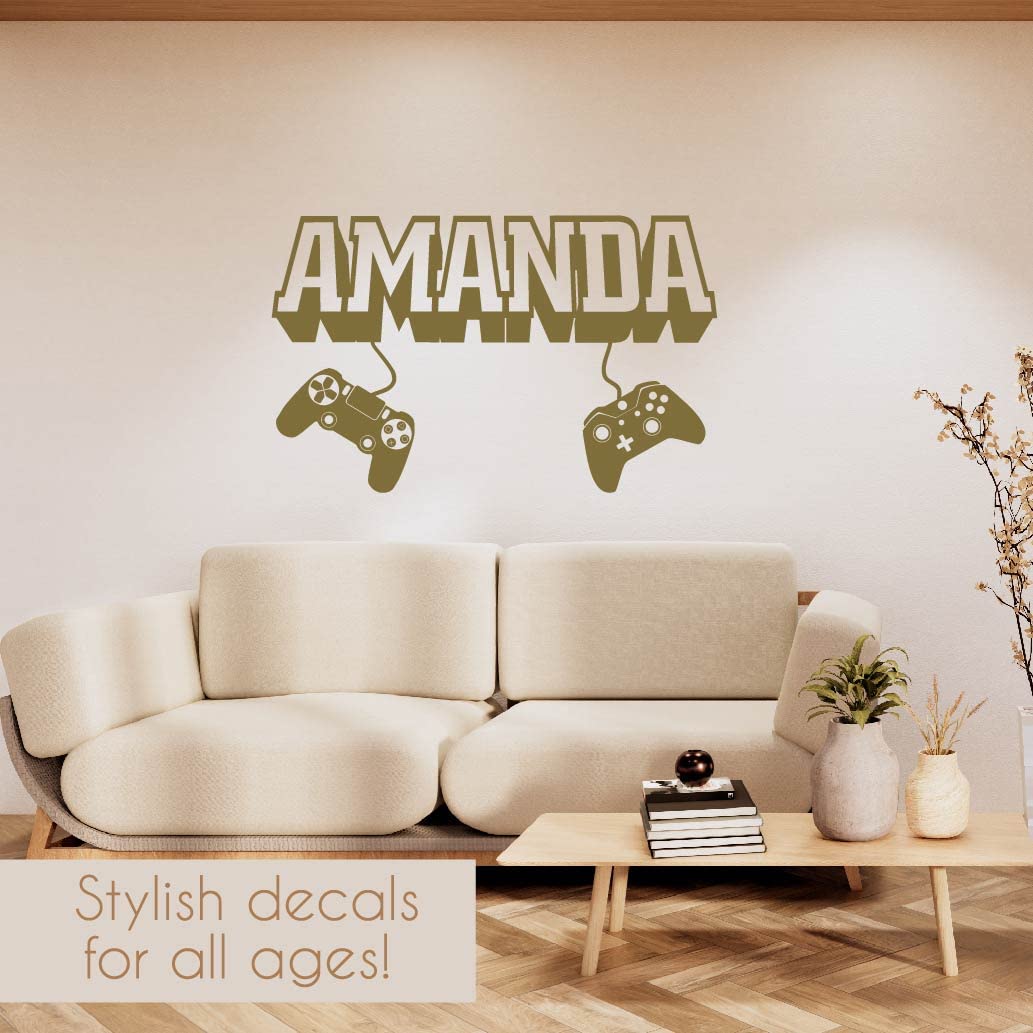 In-Style Decals Wall Vinyl Decal Home Decor Art Sticker 3D Personalized Name Boy Girl Gamer Controller Video Game Studio Teen Nursery Play Room Removable Stylish Mural Unique Design 2508