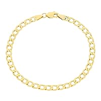Nuragold 10k Yellow Gold 4.5mm Cuban Curb Link Chain Bracelet, Mens Womens Jewelry 7
