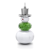 Swarovski Holiday Cheers Snowman Ornament, Multicolored Swarovski Crystals and Lacquered Metal on White Thread, Part of the Swarovski Holiday Cheers Collection