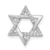 14k White Gold Diamond Religious Judaica Star of David Chain Slide Measures 13.3mm long Jewelry for Women