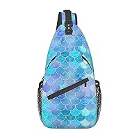 Gold Mermaid Scale Sling Backpack Multipurpose Crossbody Bag Sling Bag Daypack For Travel Hiking Sports