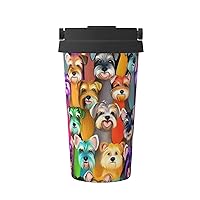 Oil Cute Schnauzer Dogs Print Thermal Coffee Tumbler Stainless Steel Reusable Coffee Mug,Gift For Men Women