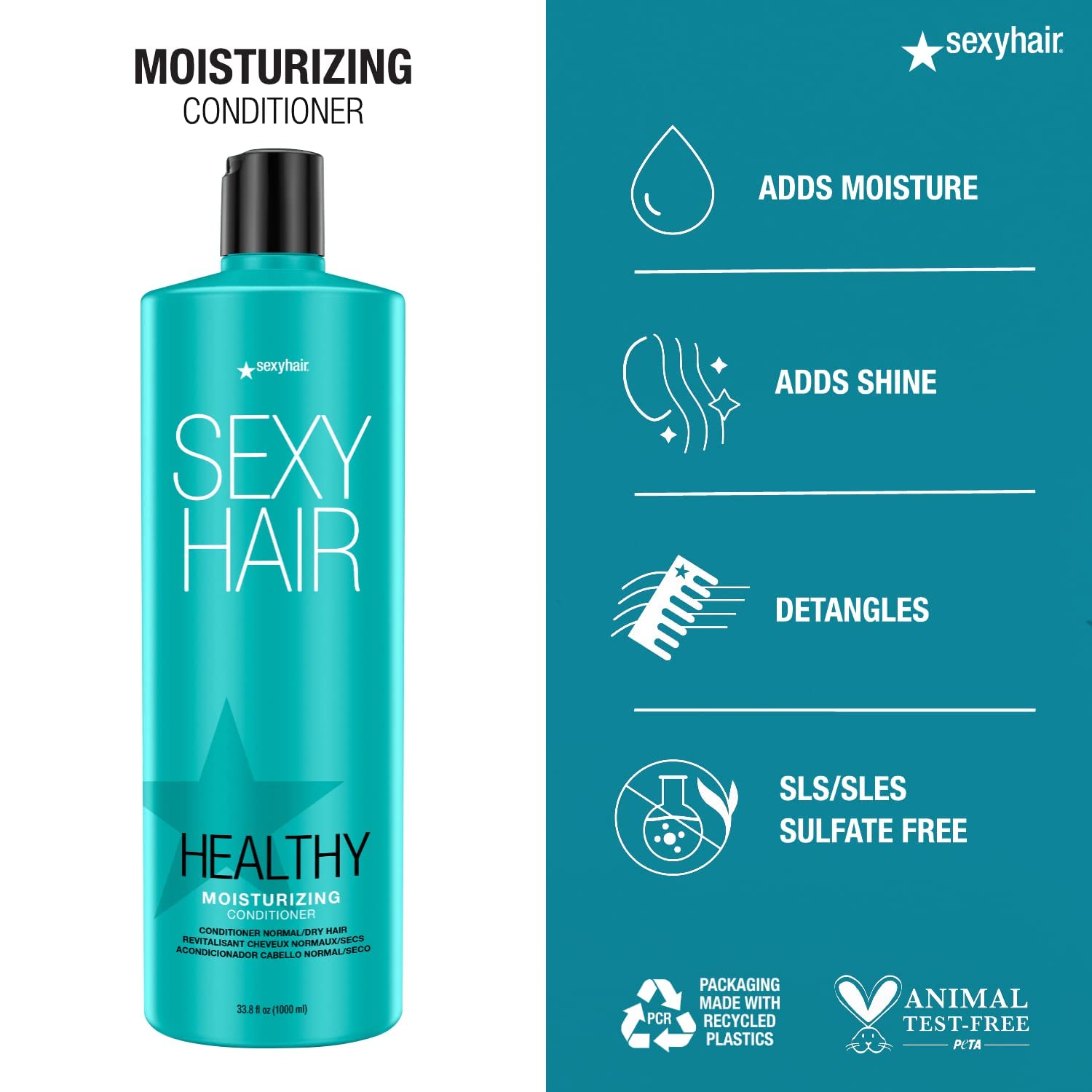 SexyHair Healthy Moisturizing Shampoo/Conditioner | Moisture, Slip, Detangling, and Shine | SLS and SLES Sulfate Free