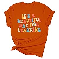 XJYIOEWT Plus Size Tops for Women Work Women's Teacher's Life Shirts Teacher Gifts Short Sleeve T Shirts Its A Beautifu
