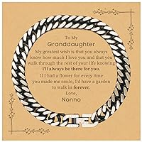 To Granddaughter, Please know that I'll Always be there for you. Granddaughter Gift. Sentimental Gifts From Nonno. Birthday Unique Cuban Link Chain Bracelet