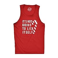 Mens It's Not Going to Lick Itself Fitness Tank Funny Christmas Candycane Graphic Tanktop