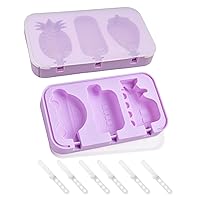 Silicone Popsicle Molds,Small Silicone Popsicle Molds For Toddlers,Homemade Frozen Baby Popsicles Molds For Kids,With Reusable Sticks 2pcs Purple