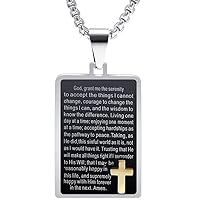 Jude Jewelers Stainless Steel Chrisitian Cross Bible Verse Serenity Prayer Religious Pendant Necklace