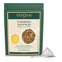 VAHDAM, Turmeric Saffron Herbal Tea Tisane(100g) + Pyramid Tea Infuser