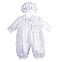Lito Angels Baby Boys' Christening Baptism Outfit Romper Formal Wear Embroidery Cross Vest 3 Piece Set 007