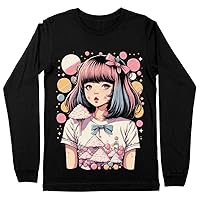 Anime Style Long Sleeve T-Shirt - Cartoon T-Shirt - Kawaii Design Long Sleeve Tee Shirt