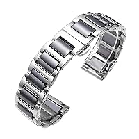 Replacement Watch Band High-End Metal Ceramic Watch Strap Solid Stainless Steel Quick Release Watch Bracelet with Butterfly Buckle 14mm 16mm18mm 20mm 22mm