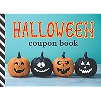 Halloween Coupon Book: 50 Empty Voucher in Booklet / Fill In Cute Blank Template Designs With Fun Rewards / Black Orange Jack-O-Lanterns on Teal Blue Decor / Creative Gift Idea for Kids Tweens Teens