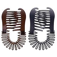 2 Pieces Banana Hair Clips For Women Flexible Plastic Banana Grips Large Double Comb Clips Fishtail Ponytail Holder Hair For Thick Hair Accessories