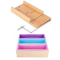 Soap Mould with Wooden Boxes and Silicone Molds Set,1200ml DIY Soap Making Supplies, Manual Soap Cutter for Household, 1200ml DIY Soap Making Supplies, Soap Mould with Wsoap mold soap cutter diy