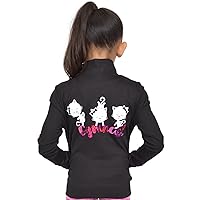 Stretch is Comfort Girl's Glitter | Gymnastics Cats| Jacket Mock Neck | Youth Size 4-12