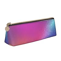 Colorful Starlight Printing Pen Case Small Pencil Bag Triangle Pu Leather Pen Pouch Pen Bag Storage Bag With Zipper