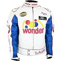 Men:s Ricky Bobby Racing Real leather Jacket Talladega Hollowen Night Wonder Costume Bomber Jacket