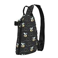 Bumble Bees Print Crossbody Backpack,Travel Hiking Cross Bag Diagonally, Cycling Bag