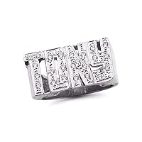 RYLOS Rings For Women Jewelry For Women & Men 925 Sterling Silver or Yellow Gold Plated Silver Personalized 0.25 CTW Diamond Unisex Block Name Ring 11MM Special Order, Made to Order Ring